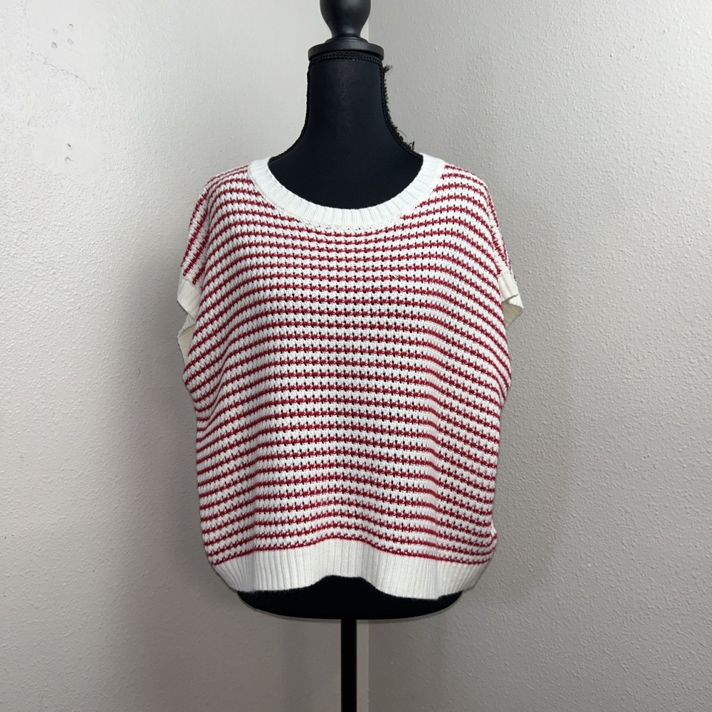 Knit Mix Sweater Top Women's Medium‎ Knit Stripped Artsy Cottagecore Preppy